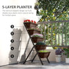 5-Tier Raised Garden Bed with 5 Planter Box, Outdoor Plant Stand Grow Containers with Leaking Holes, Brown