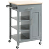 Kitchen Island, Compact Kitchen Cart on Wheels with Open Shelf & Storage Drawer for Dining Room, Kitchen, White