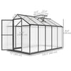 6' x 10' x 6.4' Walk-in Garden Greenhouse Polycarbonate Panels Plants Flower Growth Shed Cold Frame Outdoor Portable Warm House Aluminum Frame, Charcoal Grey