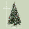 9ft Flocked Prelit Christmas Tree Spruce, Dual Colour, Remote, Hinged Artificial Xmas Tree with Pinecones, Berries