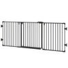Foldable Dog Gate with Door, 3 Panel Metal Pet Gate for Stairs, Doorways and Fireplace, Auto-Close Safety Gate, Black
