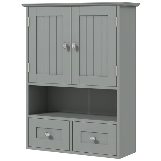 Bathroom Wall Cabinet with 2 Drawers, Modern Medicine Cabinet with 2 Doors and Open Shelf, Over the Toilet Storage Organizer for Living Room, Kitchen，20