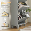 Narrow Shoe Storage with 3 Flip Drawers and Adjustable Shelves, Shoe Cabinet Organizer for 12 Pairs of Shoes, Grey