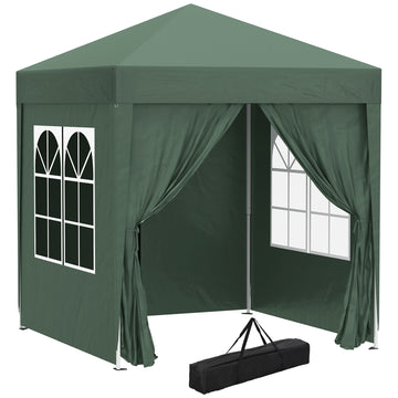 6.6'x6.6' Pop Up Canopy Tent with Sidewalls, Instant Sun Shelter Camping Gazebo with Carry Bag, for Outdoor, Garden, Patio, Green