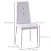 Set of 4 Modern Style Dining Chairs, Button Tufted High Back Side Chairs with Upholstered Seat, Steel Legs, White