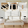 Queen Size Bed Frame with Adjustable Headboard Upholstered Platform Bed Frame with Wood Slat Support Noise Free