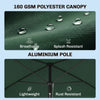 6.5x4ft Rectangle Patio Umbrella Aluminum Tilt Adjustable Garden Parasol Sun Shade Outdoor Canopy Green