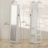360° Swivel Jewelry Armoire, Lockable Mirror Jewelry Cabinet with Built-In Small Mirror, White