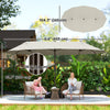 15' Outdoor Patio Umbrella with Twin Canopy Sunshade Steel Table Umbrella w/ Lift Crank, Cross base, Sandbag, Cream