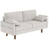 3 Seater Sofa, Velvet Upholstered Couch with Spring Cushions, Rubber Wood Legs and 2 Pillows