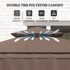 8' x 7.6' Grill Gazebo, Double Tiered Barbecue Grill Gazebo Shelter w/ Side Awning, 2 Side Shelves, 6 Hooks, Brown