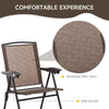 Folding Outdoor Bistro Set, Patio Table and Chairs with Reclining Backrest and Round Dining Table, Brown