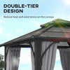 10' x 10' Hardtop Gazebo with 7mm Polycarbonate Double-Tier Roof, Outdoor Gazebo with Netting and Curtains
