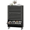Narrow Shoe Storage Cabinet, 3 Flip Drawers, Adjustable Shelves, 18-24 Pairs Capacity, Black