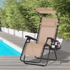 Outdoor Zero Gravity Reclining Lounger Chair with Canopy Shade, Side Tray, Cupholder, Beige