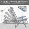 Set of 2 Camping Chairs, Beach Chairs with Adjustable Backrest and Headrest, Folding Chair for Outdoor, Light Grey
