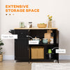 Rolling Kitchen Island with Storage, Utility Kitchen Island Cart with Drawer, Cabinets, Towel Rack and Rubber Wood Top