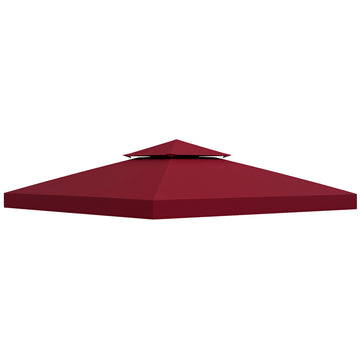 10' x 10' Square 2-Tier Gazebo Canopy Replacement Top Cover Outdoor Garden Sun Shade, Wine Red