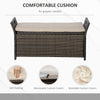 2-In-1 Outdoor PE Rattan Storage Bench, 29 Gallon Patio Wicker Furniture, Basket Box with Handles and Cushion Cream