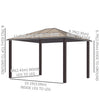 10' x 12' Hardtop Gazebo Canopy with Polycarbonate Roof, Aluminum Frame, Netting, Curtains and Ceiling Hook, Brown