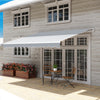 12' x 10' Retractable Awning Patio UV Resistant Fabric and Aluminum Frame for Deck, Balcony, Yard, Grey