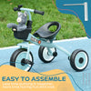 Qaba Tricycle for Toddler 2-5 Year Old Girls and Boys, Toddler Bike with Adjustable Seat, Basket, Bell, Blue