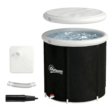 Ice Bath Tub for Athletes, 71 Gal Cold Plunge Tub with Cover, Pump, Portable Multiple Layered Inflatable Ice Barrel