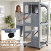 Movable Catio Outdoor Cat Enclosure with Resting Box, 3 Jumping Platforms, Waterproof Asphalt Roof for Outdoor Indoor