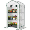 Mini Greenhouse with Screen Roof, Portable Small Greenhouse with Roll-Up Zipper Door, 27.6