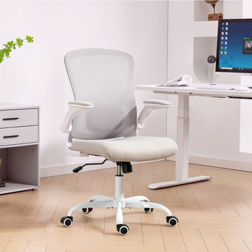 Ergonomic Mesh Office Chair with 4D Lumbar Support, Swivel Desk Chair with Flip-up Armrests, Tilt Function, Grey