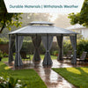 10' x 13' Patio Gazebo, Outdoor 2-Tiers Garden Canopy Yard Sunshade Shelter with Curtains, Dark Grey