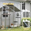 Large Catio Outdoor Cat Enclosure with Waterproof Cover, Walk-in Cat Patio w/ 5 Adjustable Platforms & Hammock 79