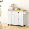 Rolling Kitchen Island with Rubber Wood Top and Storage, Spice Rack, Towel Rack