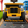 Qaba Kids Electric Car, Ride On Dump Truck, 12V Ride On Toy with Electric Dump Bed and Remote Control, Yellow