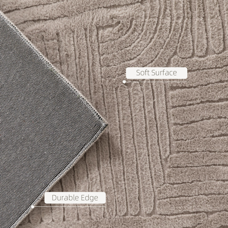 7.5x9.5 Area Rug, Luxurious Faux Fur Rug, Non-Slip Floor Carpet for Living Room, Bedroom, Dining Room, Tan