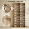 9-Tier DVD Shelf with 18 Compartments and 14 Adjustable Shelves, Holds 640 CDs, 360 DVDs or 430 Blu-rays, Natural Wood