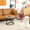 Industrial End Table with Round Tabletop, Sofa Side Table with Steel Frame, 15.7