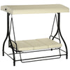 Convertible Patio Swing Bed with Canopy and Cushions, 3 Seater Porch Swing for Outdoor, Backyard, Garden