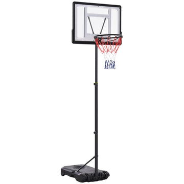 Soozier 5-7FT Basketball Hoop and Stand Backboard, Height Adjustable with Wheels for Youth Outdoor