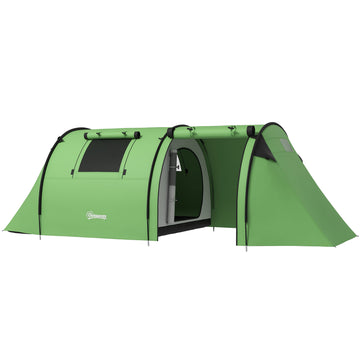3-4 Person Camping Tent with 2 Rooms, 3000mm Waterproof Portable Family Tent with Carry Bag, Dark Green