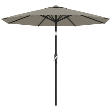Aluminum Patio Umbrella, Garden Outdoor Parasol, Sun Shelter, 8.5ft, Light Grey