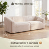 3 Seater Sofa, Chenille Boneless Cloud Couch with Spring Cushion, Wide and Deep Seat, Beige