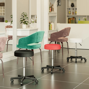 Tabouret de Salon Pivotant Hydraulique Réglable, Chaise de Selle pour Massage, Spa Facial et Tatouage avec 3 Housses Interchangeables (Rouge/Blanc/Noir)