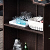 5 Pieces Patio Bar Set, Outdoor PE Rattan Wicker High Top Outdoor Table and Chairs Outdoor Bar Set with Tempered Glass Top Bar Table and Shelves, 4 Bar Chairs, Dark