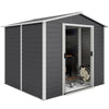 8' x 7' Outdoor Storage Shed, Galvanized Steel Metal Garden Shed with Lockable Doors, Floor Frame, Vents, Lock and Gloves for Backyard, Lawn, Patio