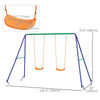 Kids Swing Set Outdoor Metal Swing Frame with Double Swing Seats for 1-2 Children Aged 3-8 Years Old