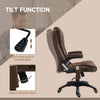 Reclining Massage Office Chair, Executive Office Chair with High Back, Swivel Wheels, Brown
