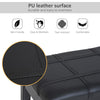 Classic Piano Bench Stool, PU Leather Padded Keyboard Seat with Rubber Wood Legs and Music Storage Compartment, Banded Seat, Black