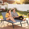Chaise Lounge Chair for 2 Person, Outdoor Lounge Chair with 5-Position Adjustable and Wheels