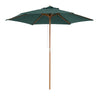 8FT Wood Market Umbrella Patio Umbrella Round Garden Parasol Canopy with Bamboo Ribs and Top Vent, Dark Green